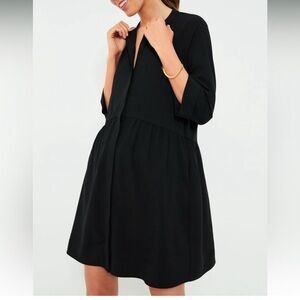 Tuckernuck Black Button Front Tiered Fit Flare Dress Size S